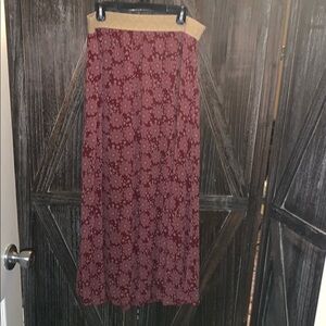 Floral Maxi Skirt in Red and Tan